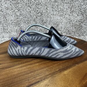Rothy's The Point Ballet Flats Women Size 8 Gray Zebra Pointed Toe Comfort Shoes